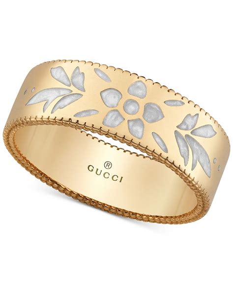 Gucci 18K Enamel Icons Floral Blooms Ring 